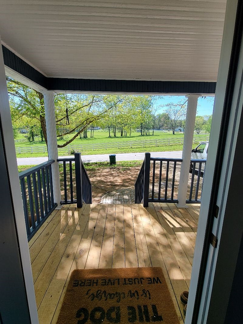 Looking out the front entrance