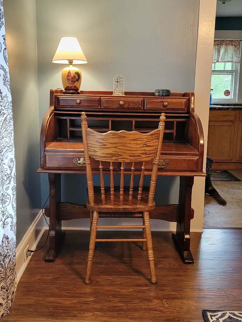 Antique roll top writing desk