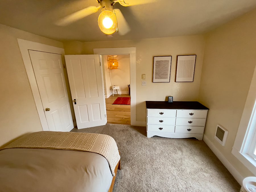 First Bedroom: Door and closet.
