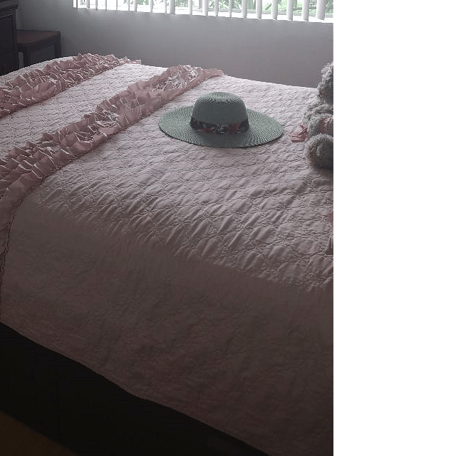 This bedroom is overlooking the street, has a closet, a dresser with 6 drawers, the queen bed has 4 drawers on the bottom.  