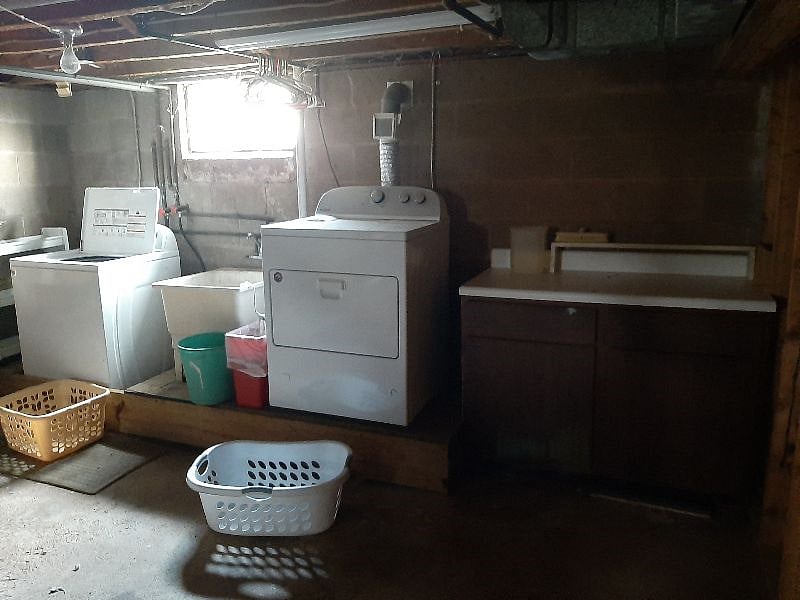 Washer and dryer are located in the basement.