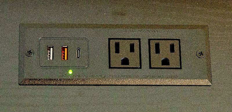 Charging dock on LED nightstand in each bedroom