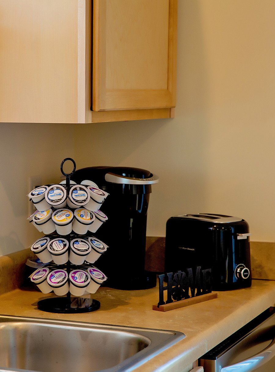 Fully stocked coffee bar