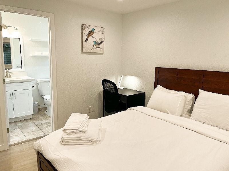 The master bedroom also has an ensuite bathroom