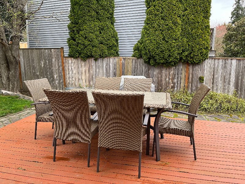 Close-up of the outdoor dining area