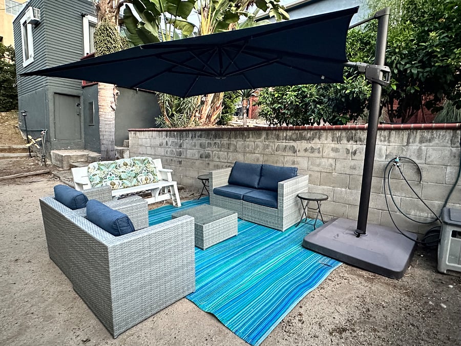 This is shared backyard space with the 3 other units on the property (one below the home, one in a separate house at the back of the lot, and one a the end of the driveway)