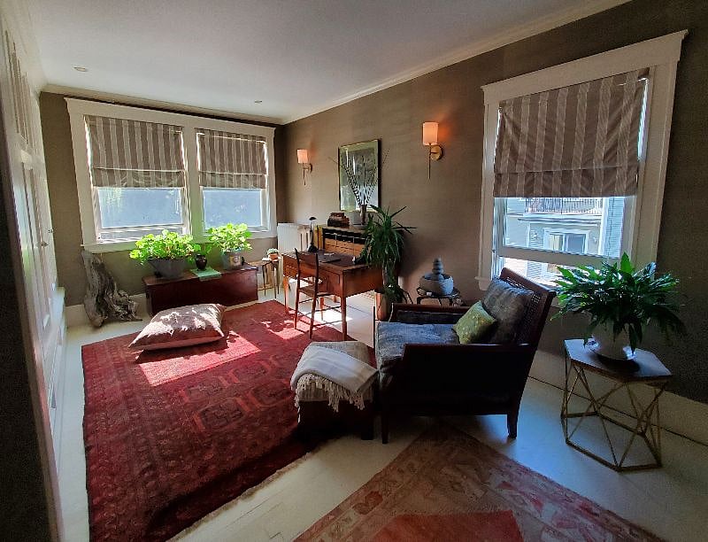 As you make your way up to the apartment, you'll pass the laundry/study/meditation room.