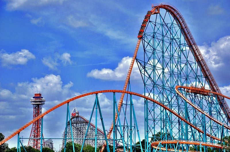 Six Flags! Arlington, TX.  6.5 miles aways. Open much of most seasons. 