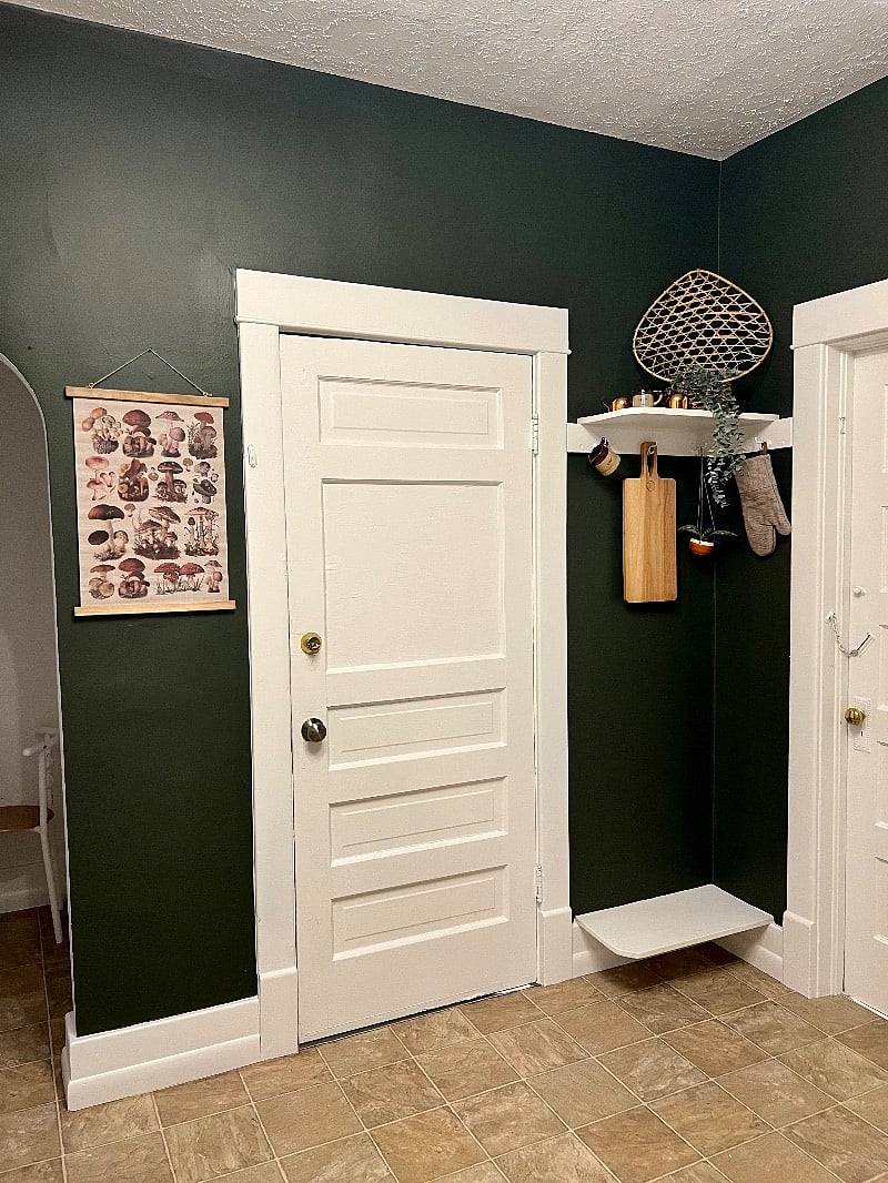 Full Kitchen with Back Entrance and Entrance to Basement Stairwell