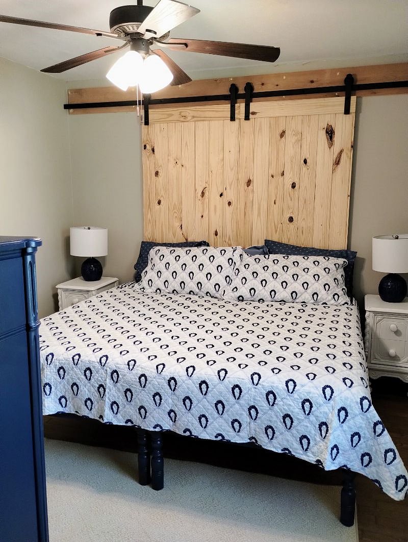 Guest bedroom converted to a king bed