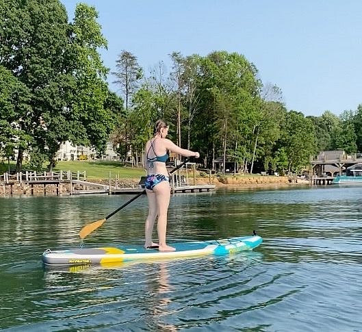 Standup, kneel or sit on paddleboards from back yard