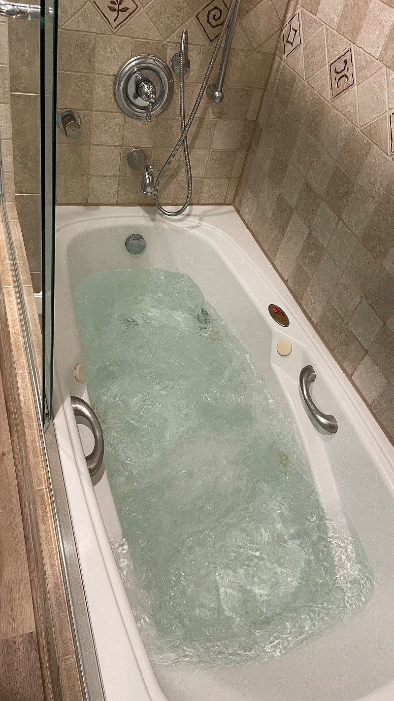 You can take a relaxing Jacuzzi bath in your private bathroom after a long day!