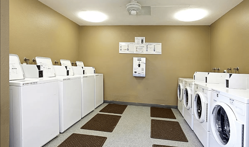 Multiple on site laundry rooms - the closest is less than a minute walk.