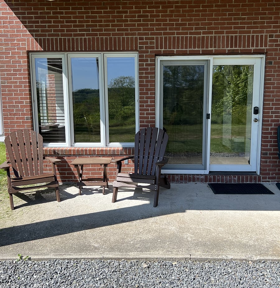 Outdoor seating on private patio.