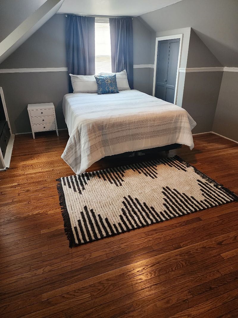Bedroom #4 Queen size double pillowtop mattress, electronic keypad doorknob and room darkening curtains