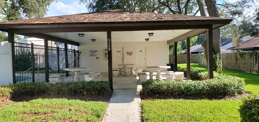 Bring a book and relax in community patio area