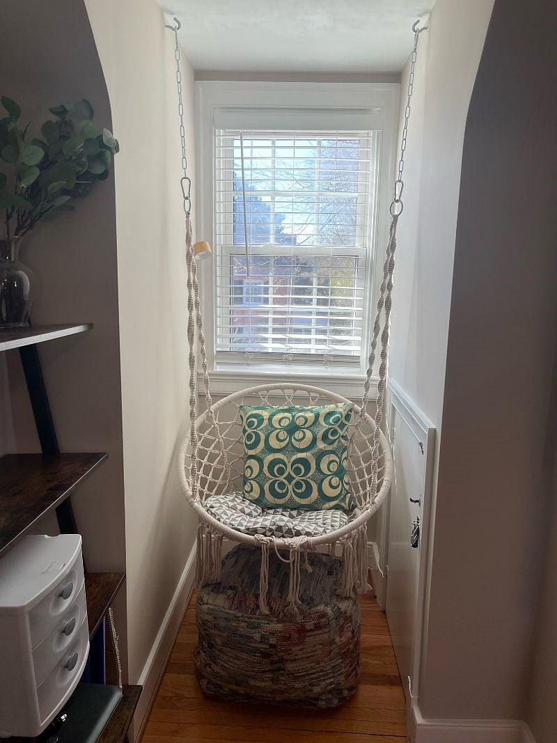 Enjoy sitting in the hammock chair