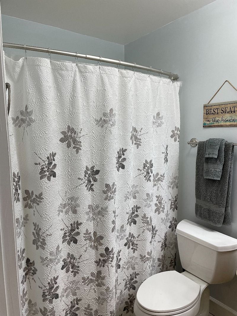 Bathroom with extra long counter top