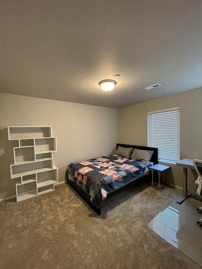 Bedroom 2 includes a queen bed, a closet, and a full bathroom nextdoor