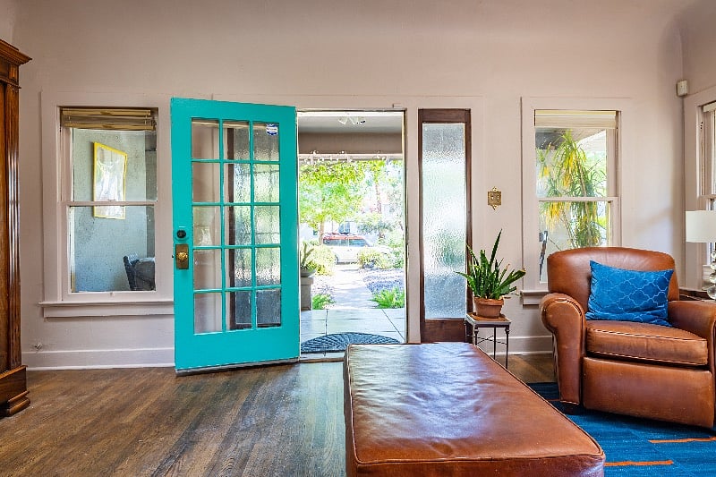 Door to front porch from living room