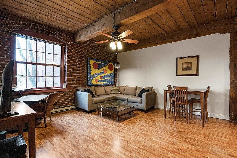 Living space, dining area, and desk space