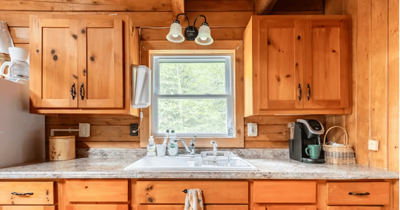 Kitchen with Keurig. There is also a drip coffee maker