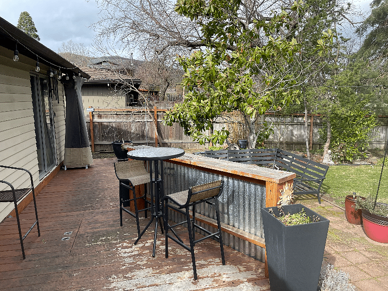 Bistro table on back deck