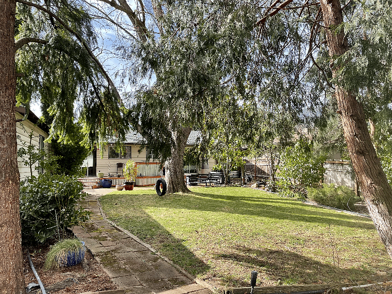 Back yard looking at back of house