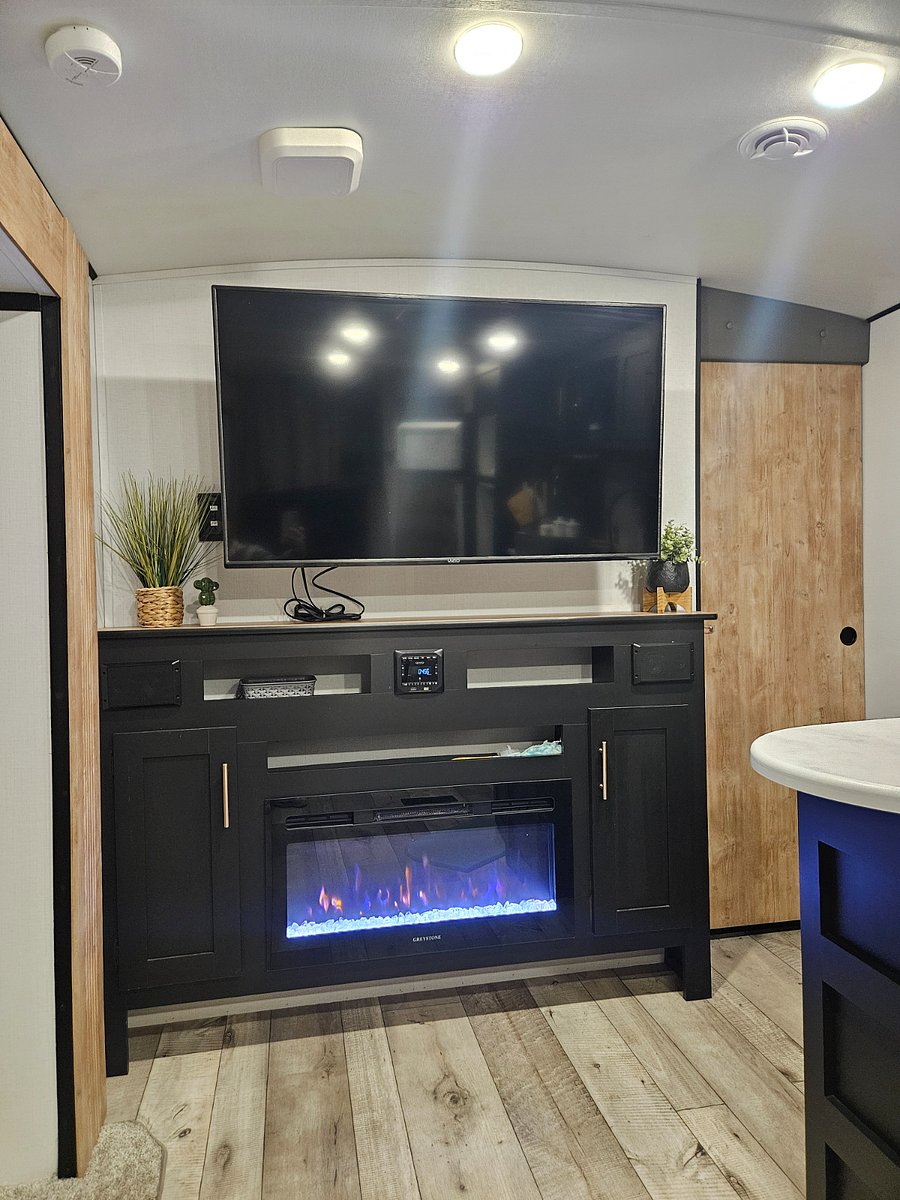 Cozy fireplace and smart TV