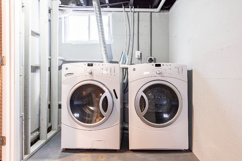 full sized laundry in basement, next to full bathroom