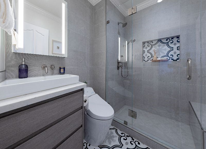 Primary bathroom has walk-in shower, heated floors and Toto washlet toilet