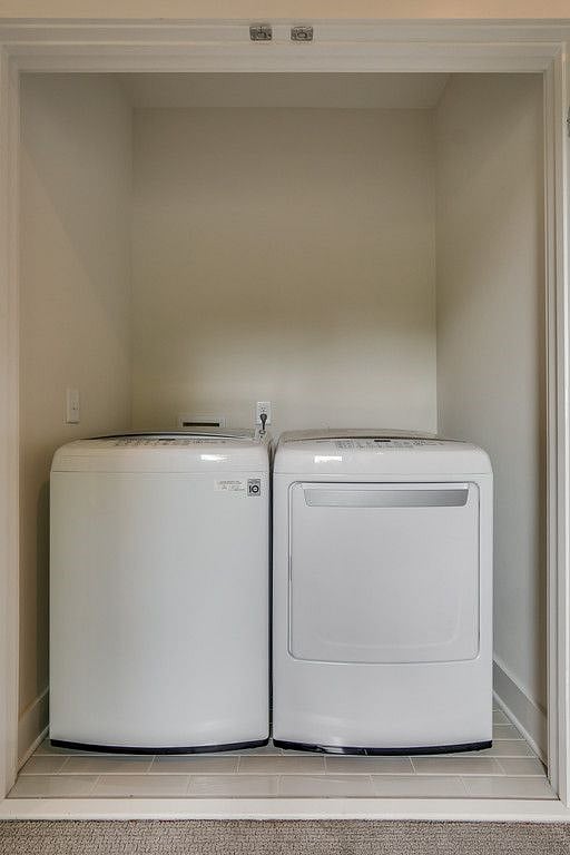 Brand new washer and dryer.  Shelving has since been added. 