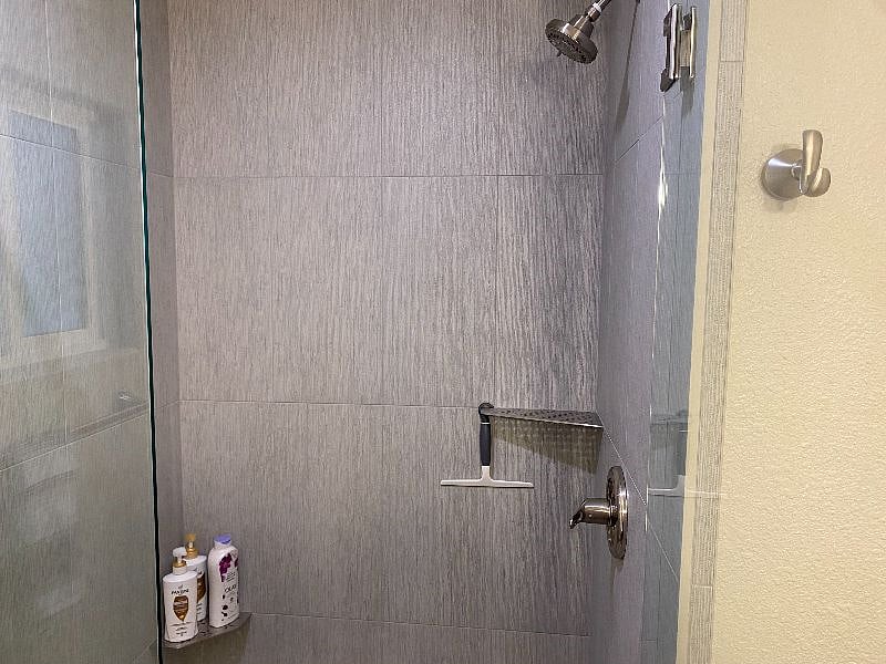 Custom tile shower with glass door