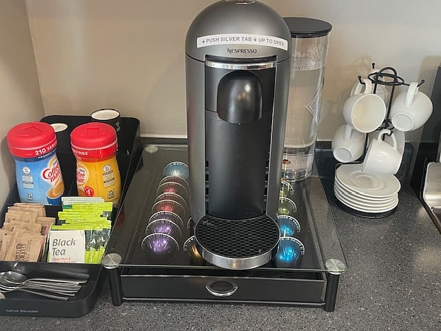 Fully stocked Nespresso coffee bar!