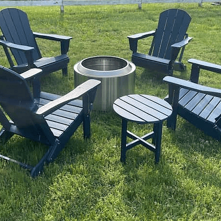 Firepit with wood and seating