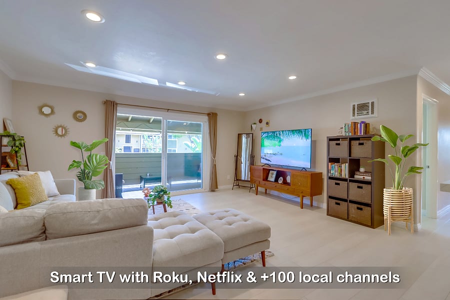 Stay entertained w/ a variety of channels & streaming services on the Smart TV