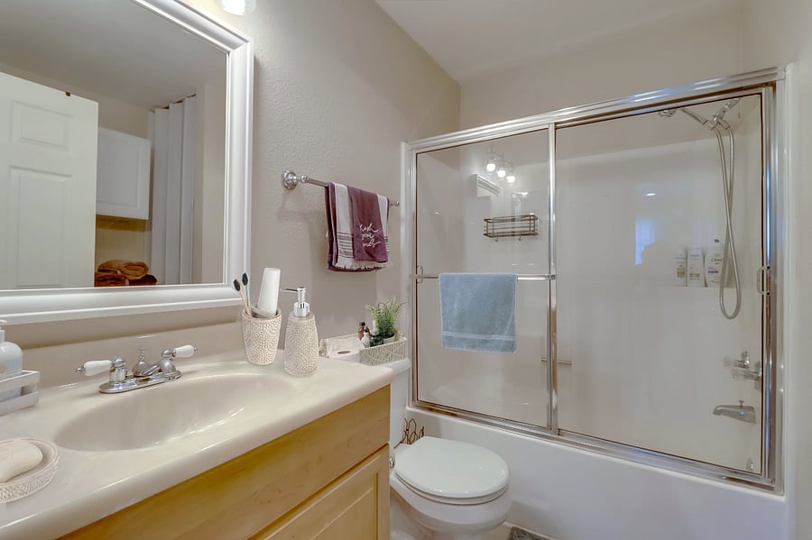Freshen up in the lavish bath & large, walk-in shower w/ all the bathroom essentials
