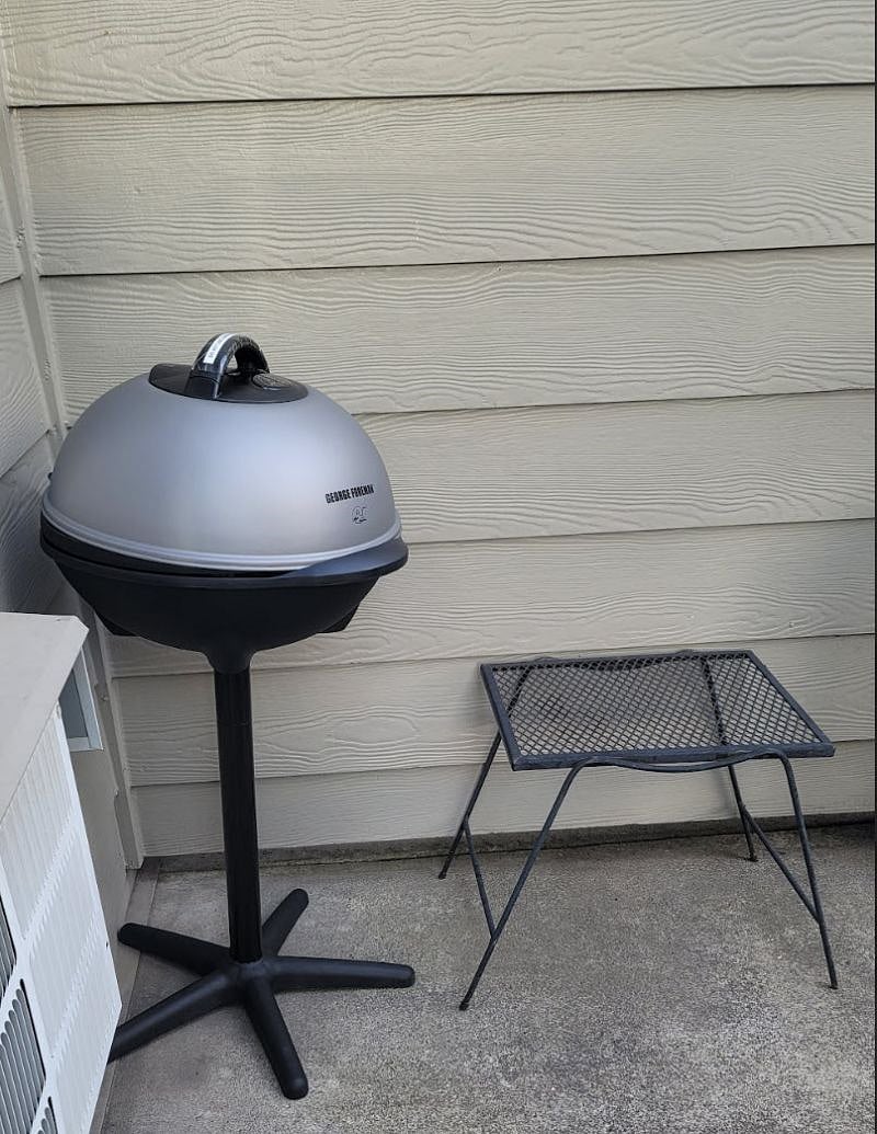 Electric BBQ on balcony