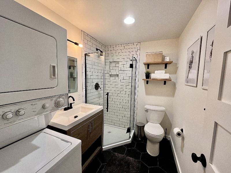 Bathroom with in-unit washer and dryer