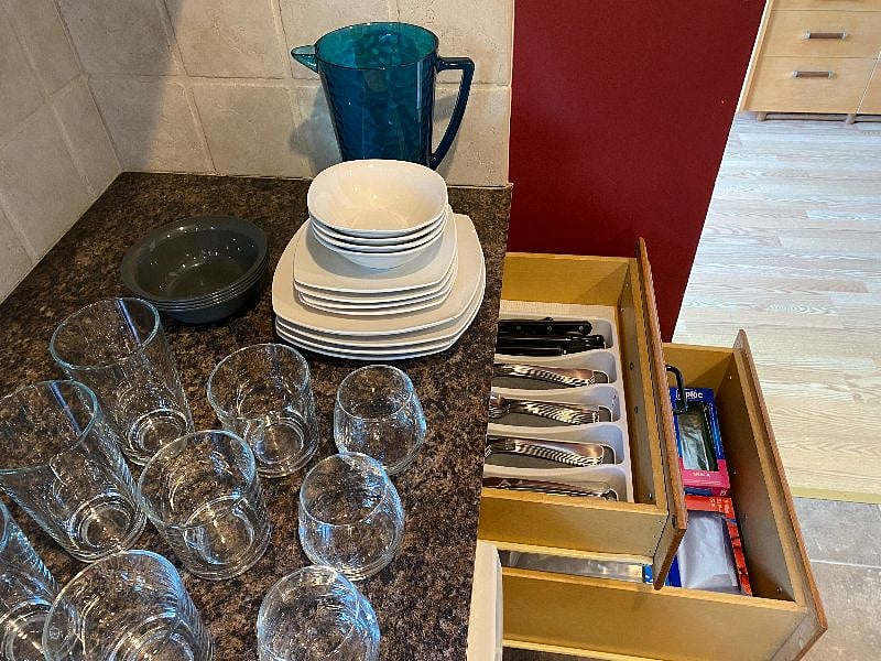 Kitchen essentials including storage supplies are provided if you want to cook.  If you don't there are over a dozen restaurants within 2 miles. 
