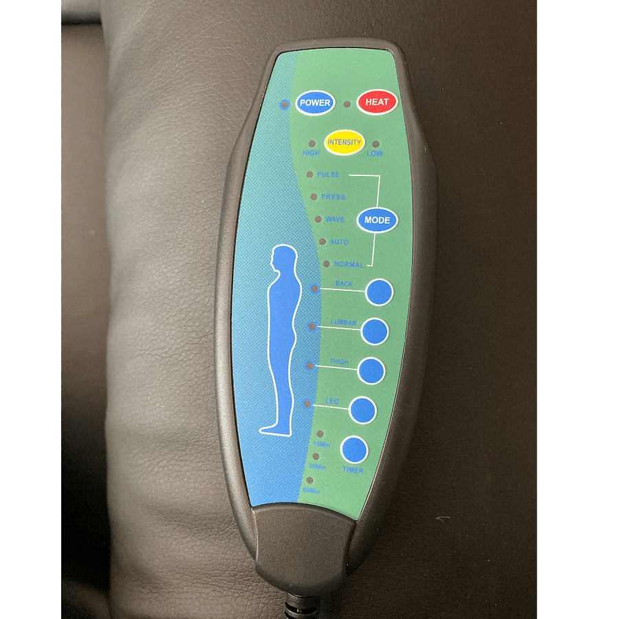 Controller for heat and massage recliner in the shared living room.