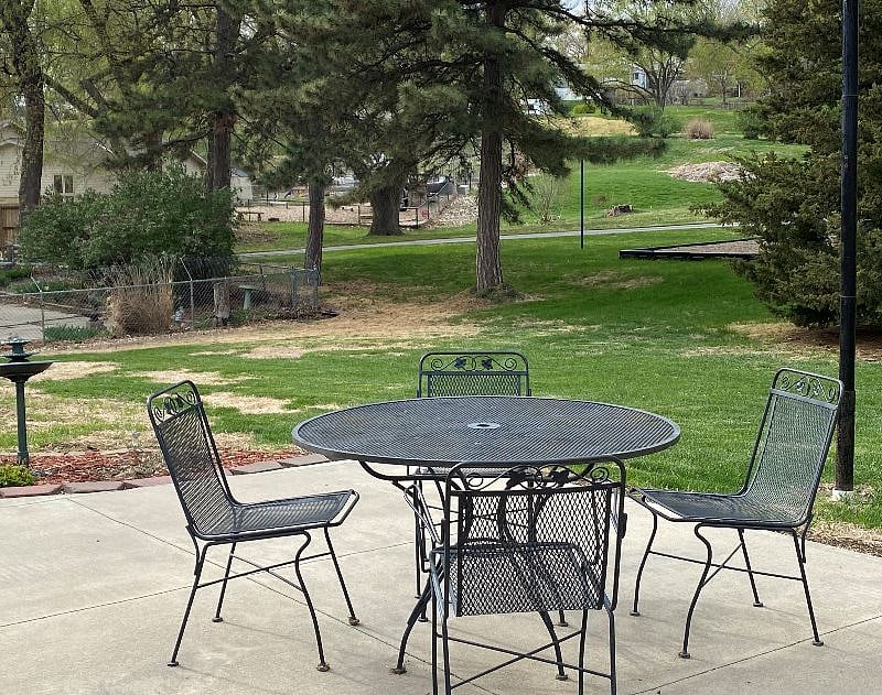 Back yard in early spring. Enjoy the private and parklike feel. The property owner maintains the yard.