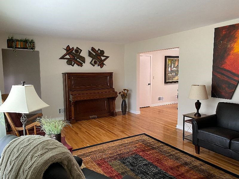 Shared living room is large and open.  Don't worry, the piano is lovely, but non functional i.e. quiet.  