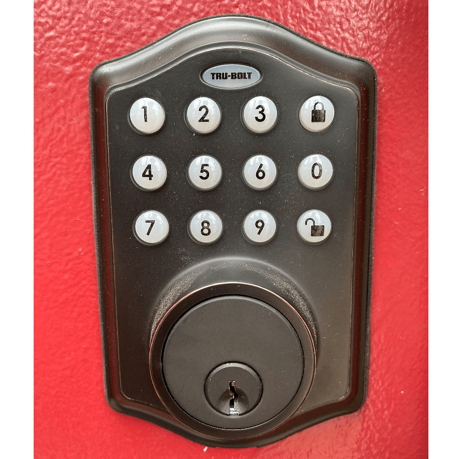 Digital lock on three exterior doors. Doors lock automatically. Each tenant receives a personal code that works on all three doors.