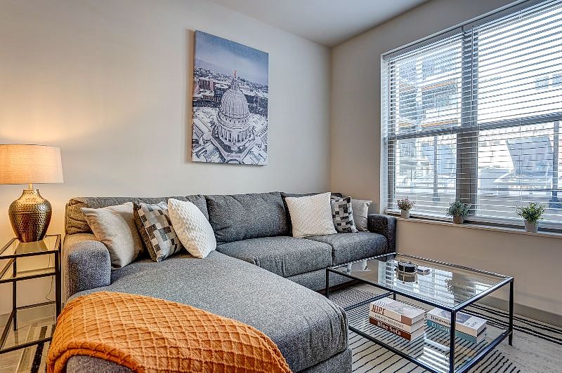 Make yourself at home in our stunning living room with modern interior. 