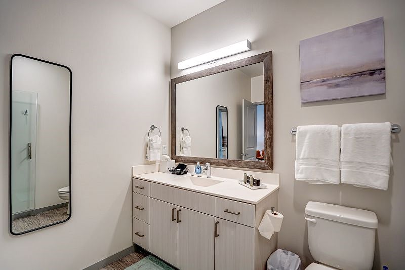 Freshen up in our clean bathroom, equipped with a shower and stocked with all the must-have toilet essentials.