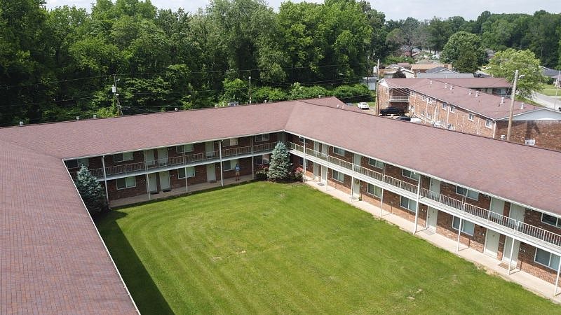 This unit is on the courtyard. In this photo it is located at the top and center