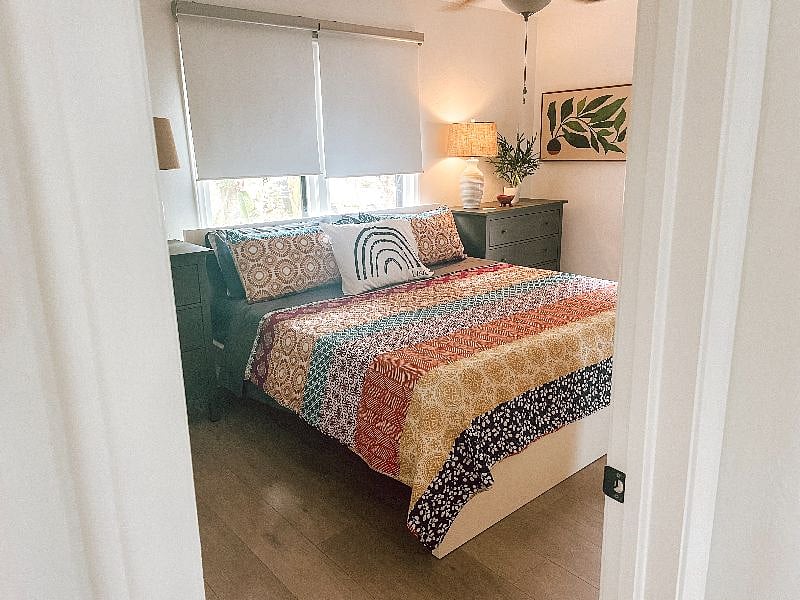 King bedroom includes Casper mattress, room darkening shades and drapes, sound machine, two dressers along with good sized closet.