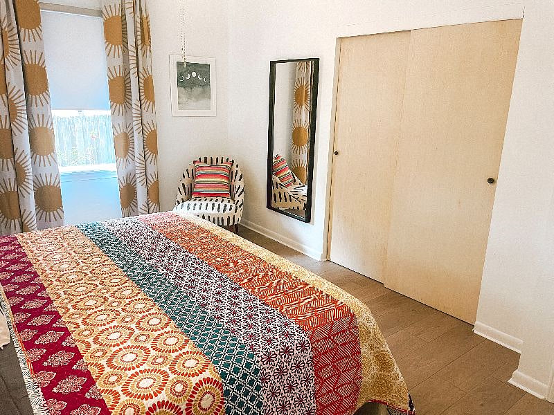 King bedroom includes Casper mattress, room darkening shades and drapes, sound machine, two dressers along with good sized closet.