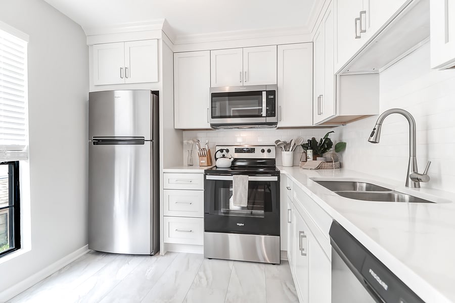 Kitchen has brand new stainless steel appliances